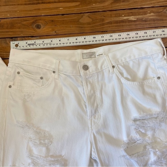 MOTHER The loosey ripped white high rise jeans button fly strech 100% cotton  31 - Picture 8 of 15